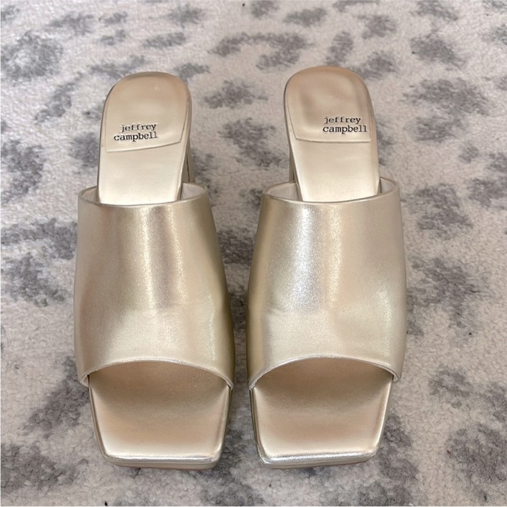 Jeffrey Campbell Gold Platform Chunky Heels